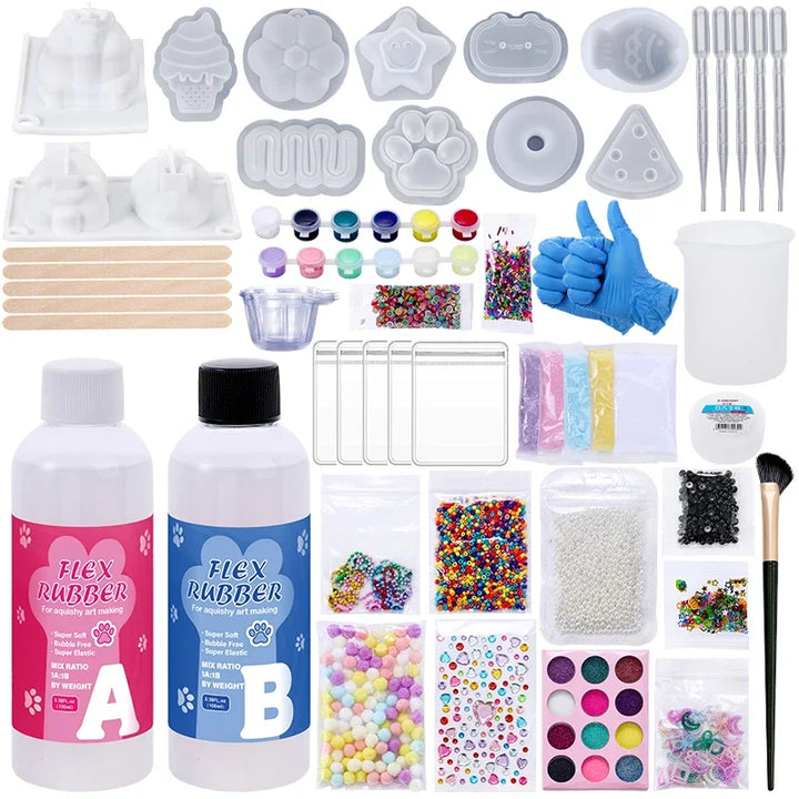 DIY Taba Squishy Making Kit Cat Paw Silicone Mold Liquid Silicone for Handmade Stress Relief Squishy Craft Supplies for Beginner