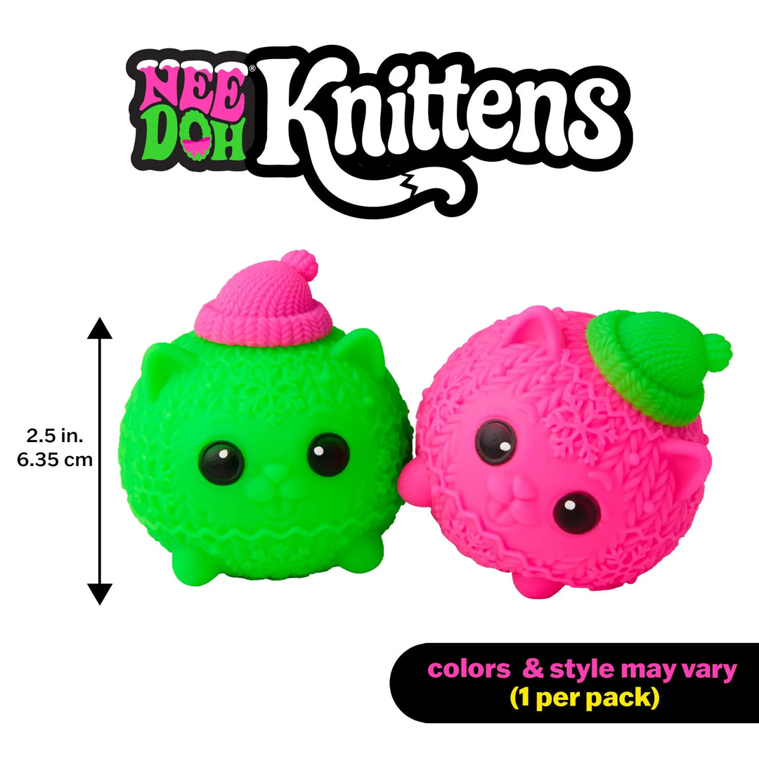 Schylling NeeDoh Knittens Cute Cat Squishy Toy Soft Stretchy Squeeze Fidget Toy Stress Relief Sensory Toy for Kids and Adults