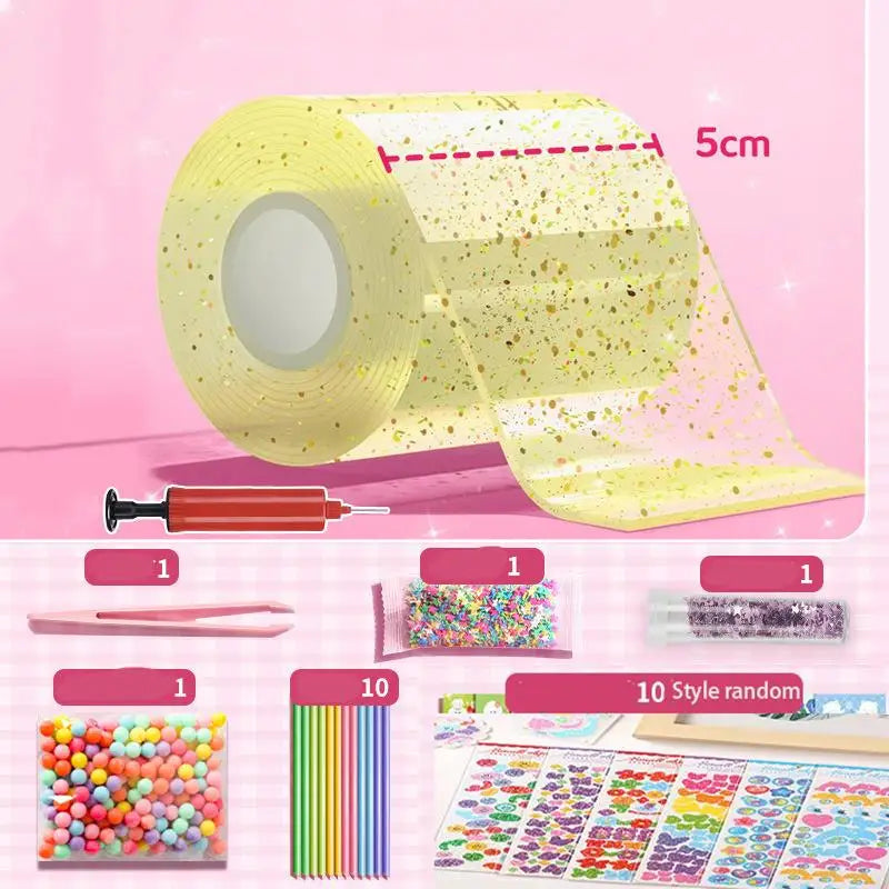 DIY Craft Pinch Toy Making Blowable Bubble Tape Set Non-Marking Double-Sided Adhesive Reusable Color High Sticky Nano Tape Kit