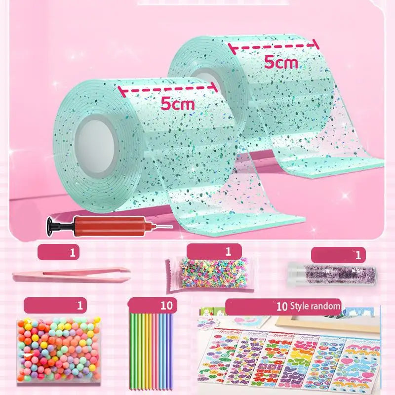 DIY Craft Pinch Toy Making Blowable Bubble Tape Set Non-Marking Double-Sided Adhesive Reusable Color High Sticky Nano Tape Kit