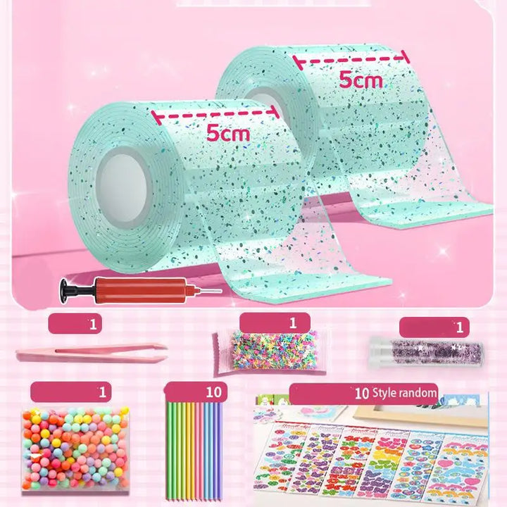 DIY Craft Pinch Toy Making Blowable Bubble Tape Set Non-Marking Double-Sided Adhesive Reusable Color High Sticky Nano Tape Kit