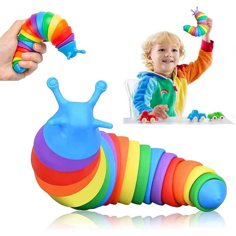 Funny Fidget Slugs Articulated Sensory Slug Toy Realistic Worm Caterpillar Fidget Toys for Kids Adults ADHD Autism Stress Relief