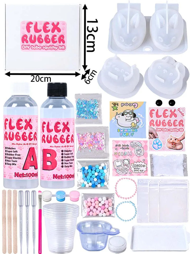 DIY Taba Squishy Kit Set Liquid Gel Liquid Silicone Squishy Making Kit Perfect Kawaii Cartoon Cat Rabbit Decompression Gifts