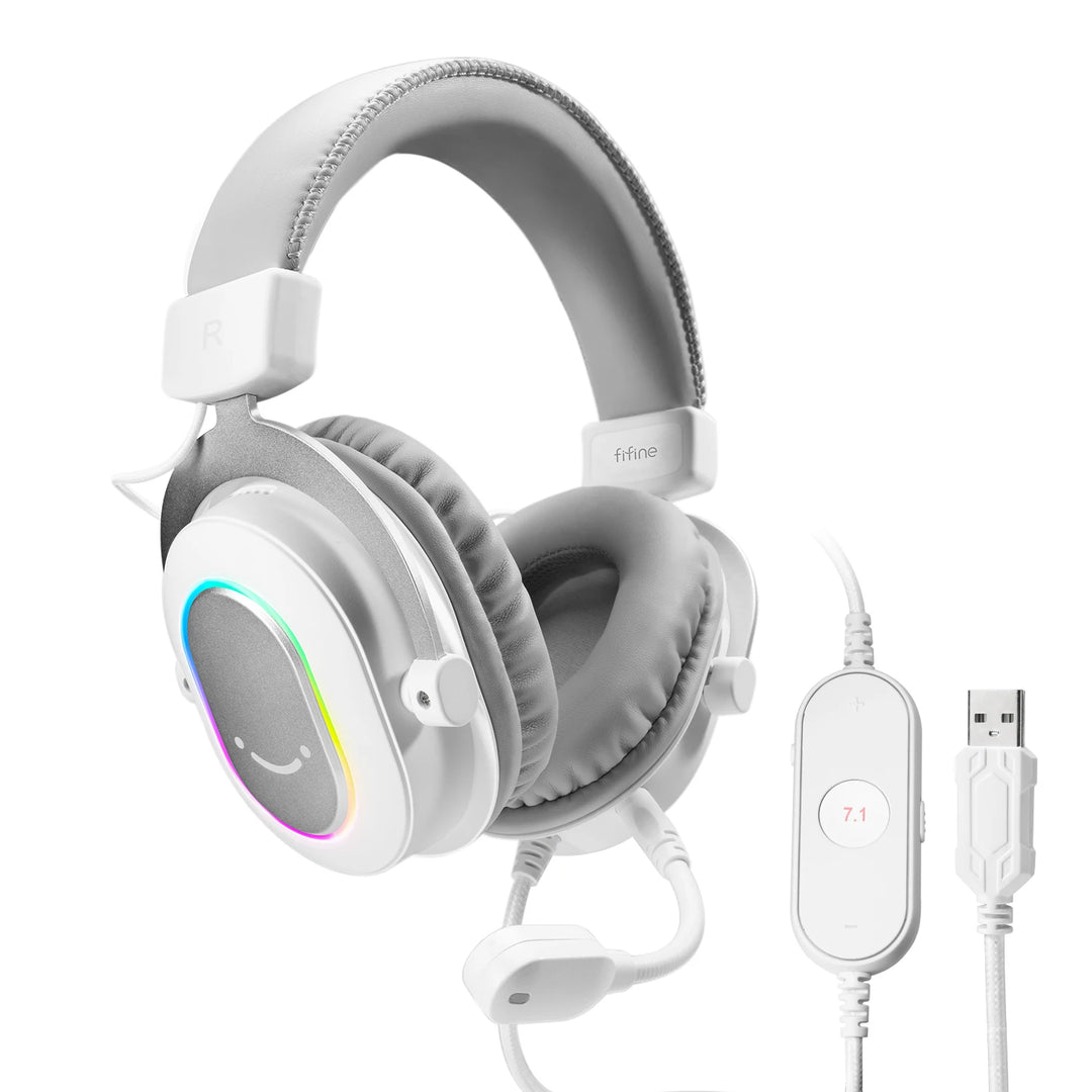 Fifine Dynamic RGB Gaming Headset with Mic Over-Ear Headphones