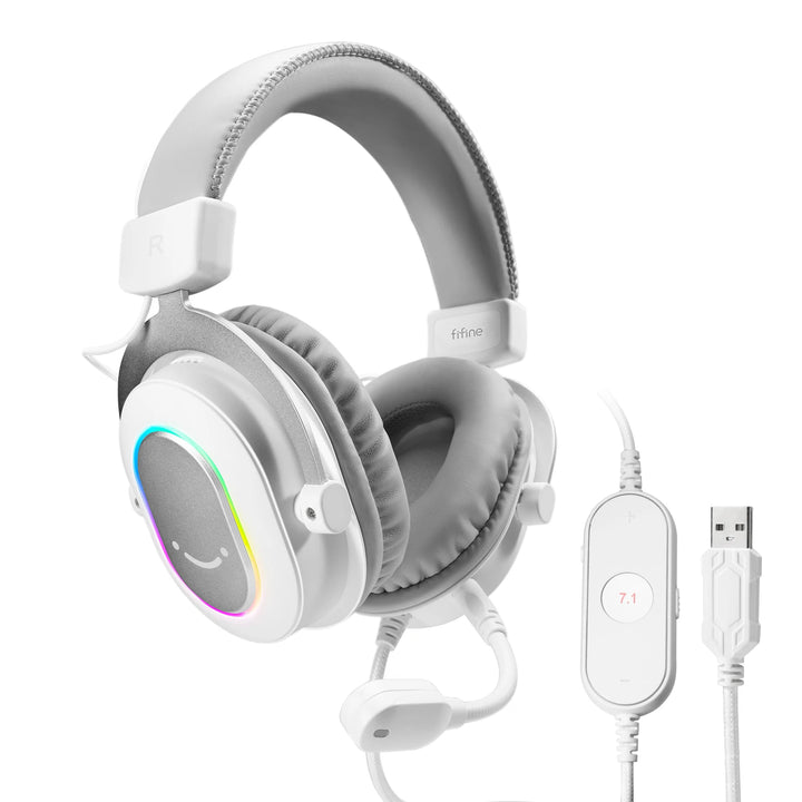 Fifine Dynamic RGB Gaming Headset with Mic Over-Ear Headphones
