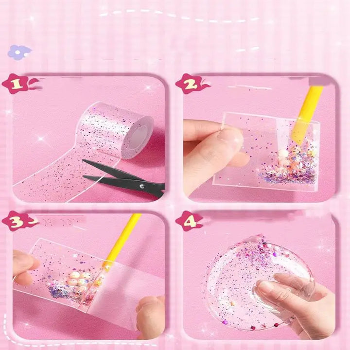 DIY Craft Pinch Toy Making Blowable Bubble Tape Set Non-Marking Double-Sided Adhesive Reusable Color High Sticky Nano Tape Kit