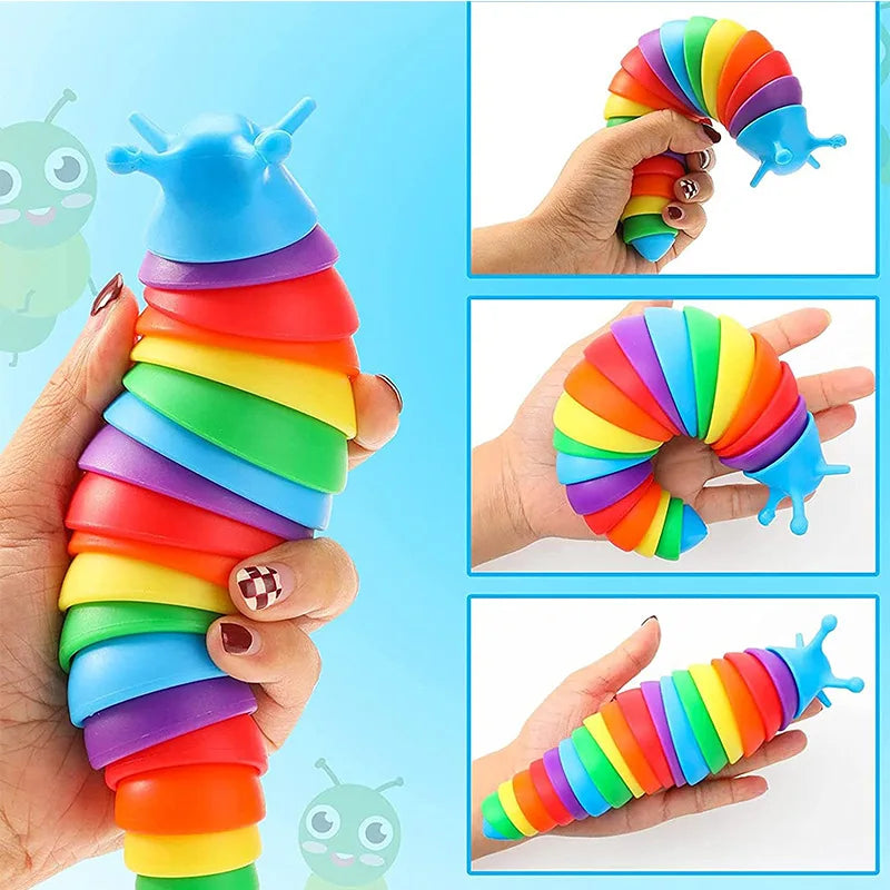 Funny Fidget Slugs Articulated Sensory Slug Toy Realistic Worm Caterpillar Fidget Toys for Kids Adults ADHD Autism Stress Relief