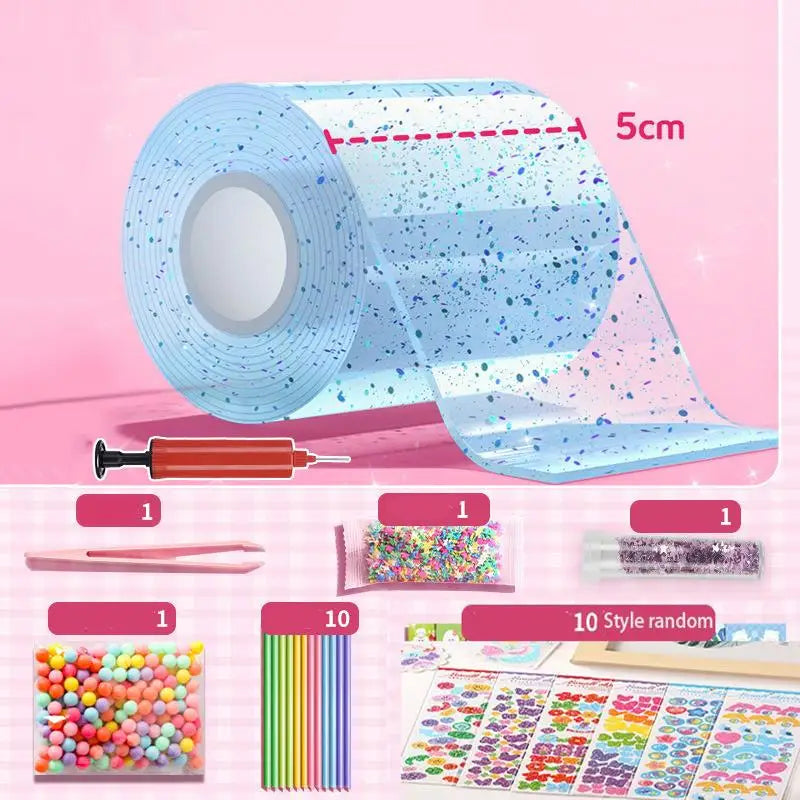 DIY Craft Pinch Toy Making Blowable Bubble Tape Set Non-Marking Double-Sided Adhesive Reusable Color High Sticky Nano Tape Kit