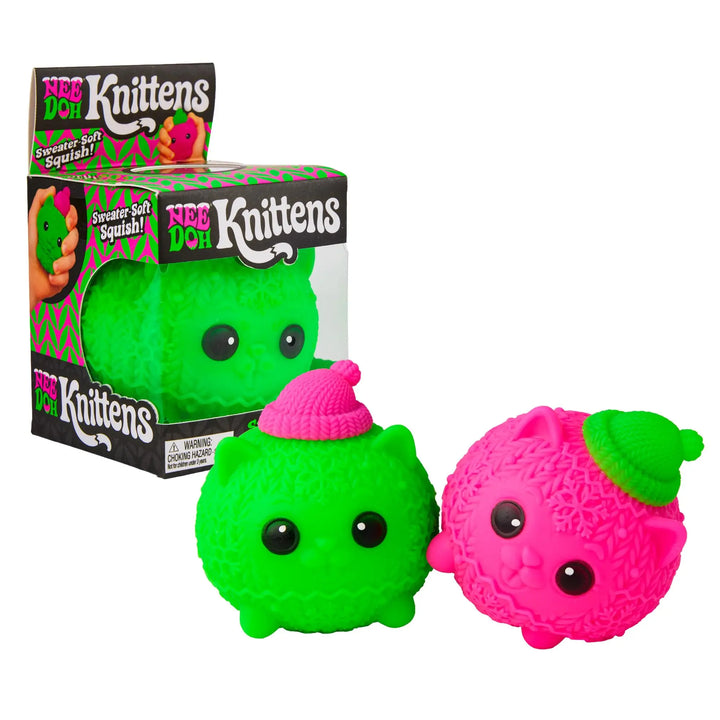 Schylling NeeDoh Knittens Cute Cat Squishy Toy Soft Stretchy Squeeze Fidget Toy Stress Relief Sensory Toy for Kids and Adults