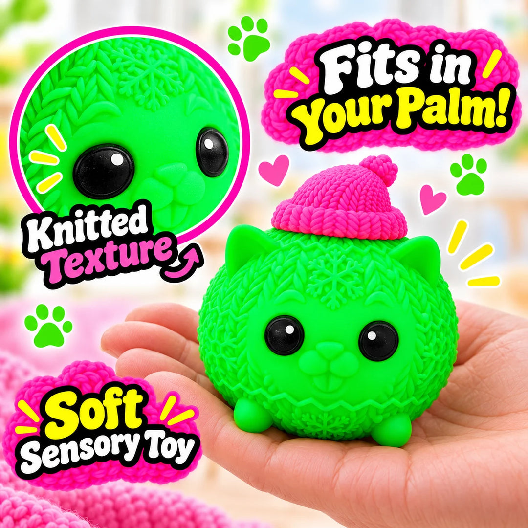 Schylling NeeDoh Knittens Cute Cat Squishy Toy Soft Stretchy Squeeze Fidget Toy Stress Relief Sensory Toy for Kids and Adults