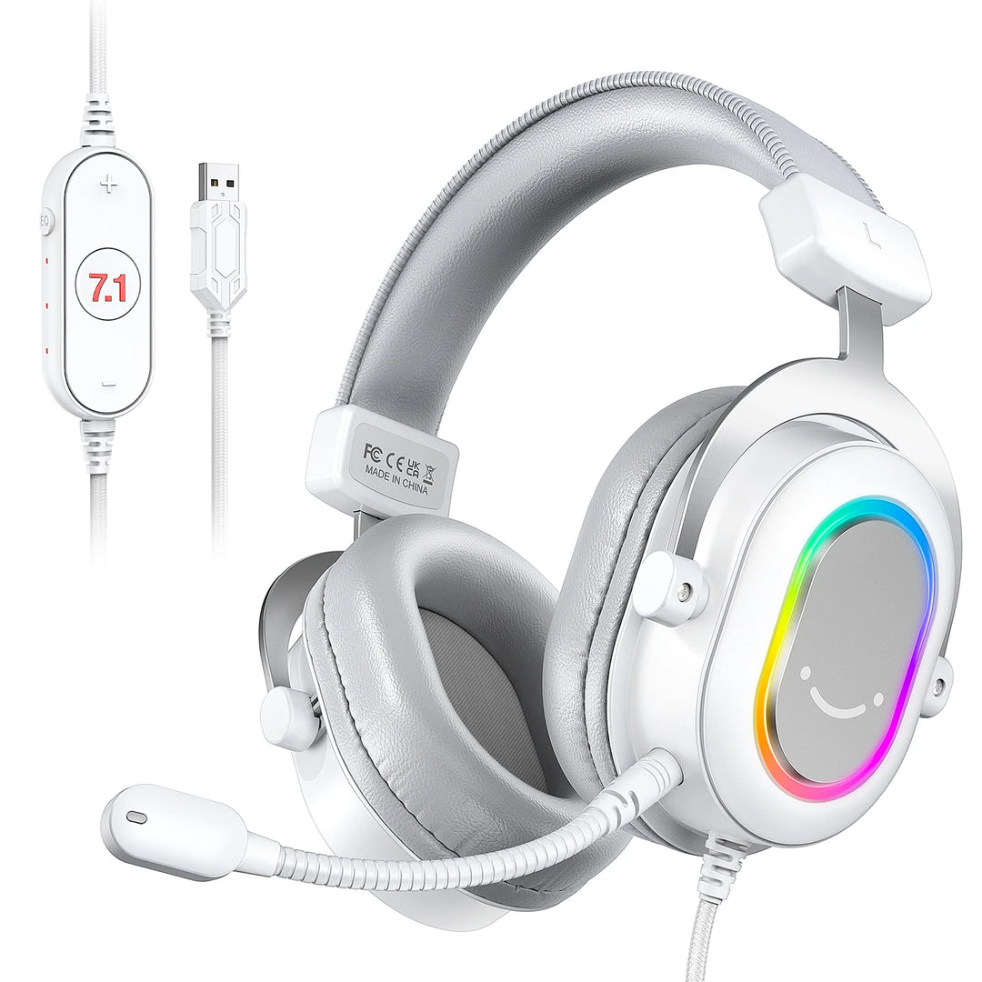 Fifine Dynamic RGB Gaming Headset with Mic Over-Ear Headphones