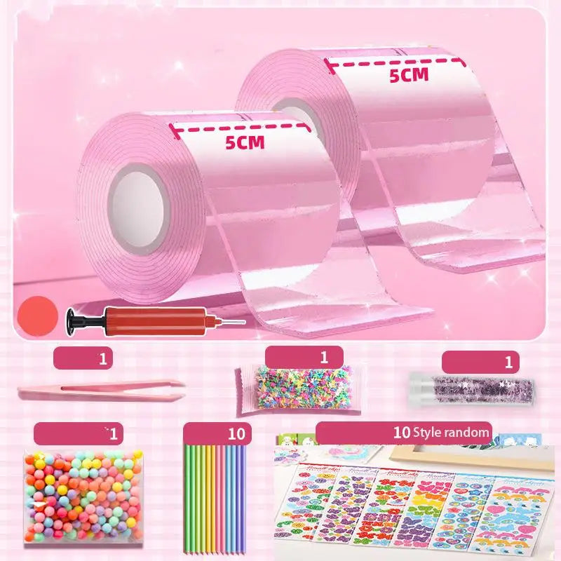 DIY Craft Pinch Toy Making Blowable Bubble Tape Set Non-Marking Double-Sided Adhesive Reusable Color High Sticky Nano Tape Kit