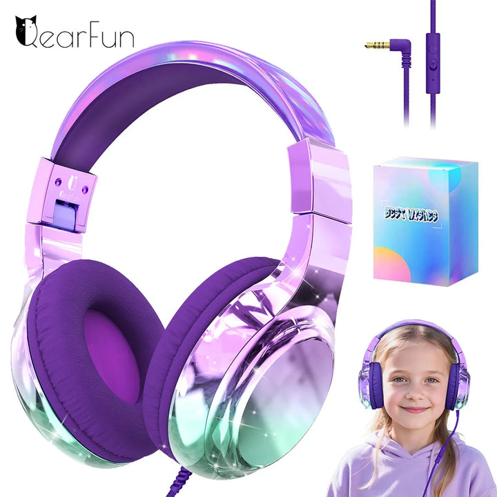 Kids Headphones Wired for School 85/94dB Volume Limiter Foldable Stereo
