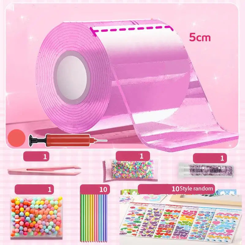 DIY Craft Pinch Toy Making Blowable Bubble Tape Set Non-Marking Double-Sided Adhesive Reusable Color High Sticky Nano Tape Kit