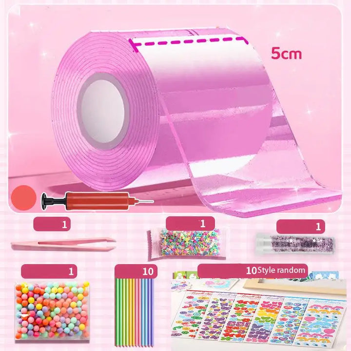 DIY Craft Pinch Toy Making Blowable Bubble Tape Set Non-Marking Double-Sided Adhesive Reusable Color High Sticky Nano Tape Kit