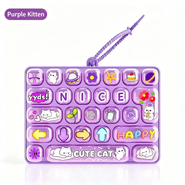 Popular 26 Key Fidget Keyboard Keychain Cartoon Cat Dog Bunny Pastel Candy Color Hand Press Stress Relief Clicker Bag Charm Gift