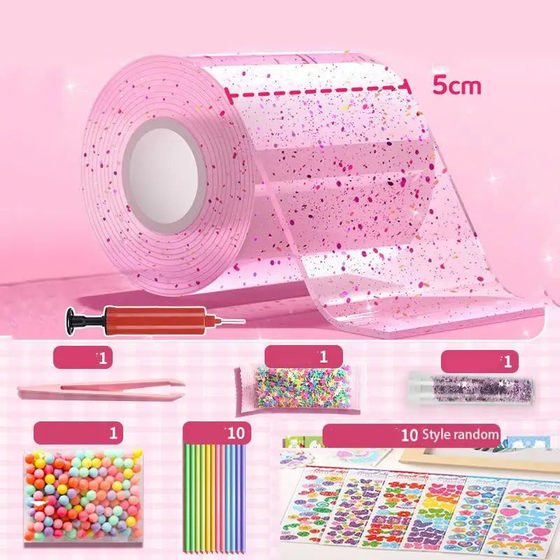 DIY Craft Pinch Toy Making Blowable Bubble Tape Set Non-Marking Double-Sided Adhesive Reusable Color High Sticky Nano Tape Kit