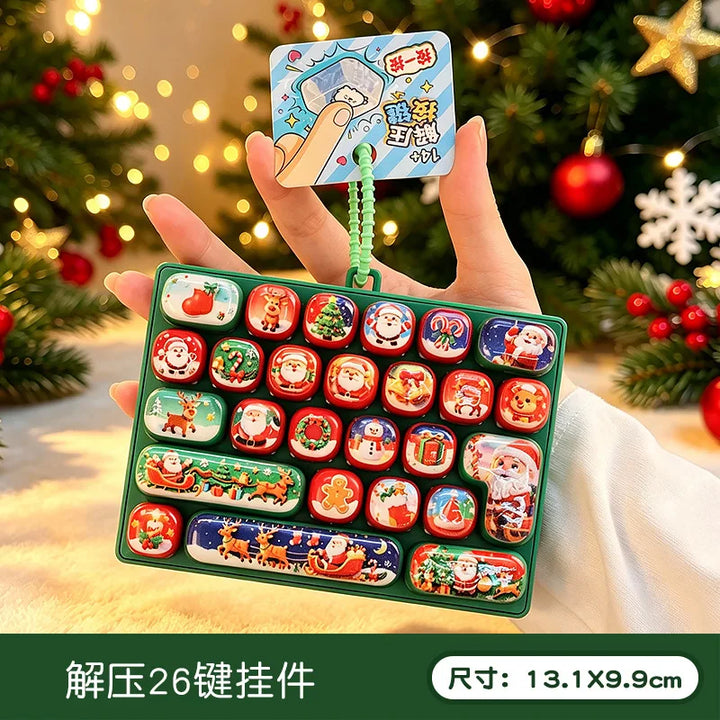 *Candy Color Keycap Keychain Cute Cartoon 26-key Aecompression Keyboard Toy Keyrings Fidgets Keycap Clicker Bag Pendant 키캡
