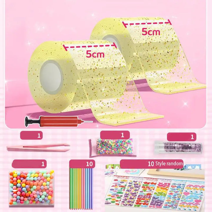 DIY Craft Pinch Toy Making Blowable Bubble Tape Set Non-Marking Double-Sided Adhesive Reusable Color High Sticky Nano Tape Kit