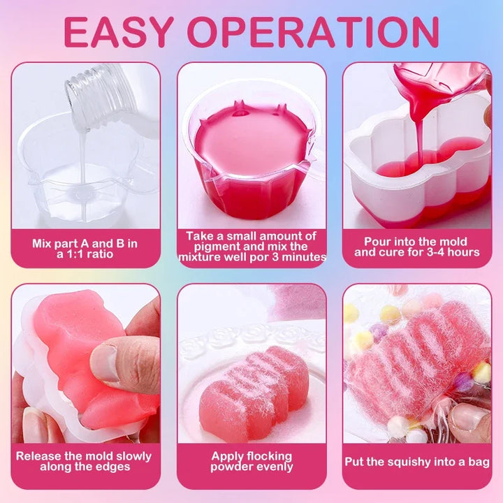 DIY Taba Squishy Making Kit Cat Paw Silicone Mold Liquid Silicone for Handmade Stress Relief Squishy Craft Supplies for Beginner
