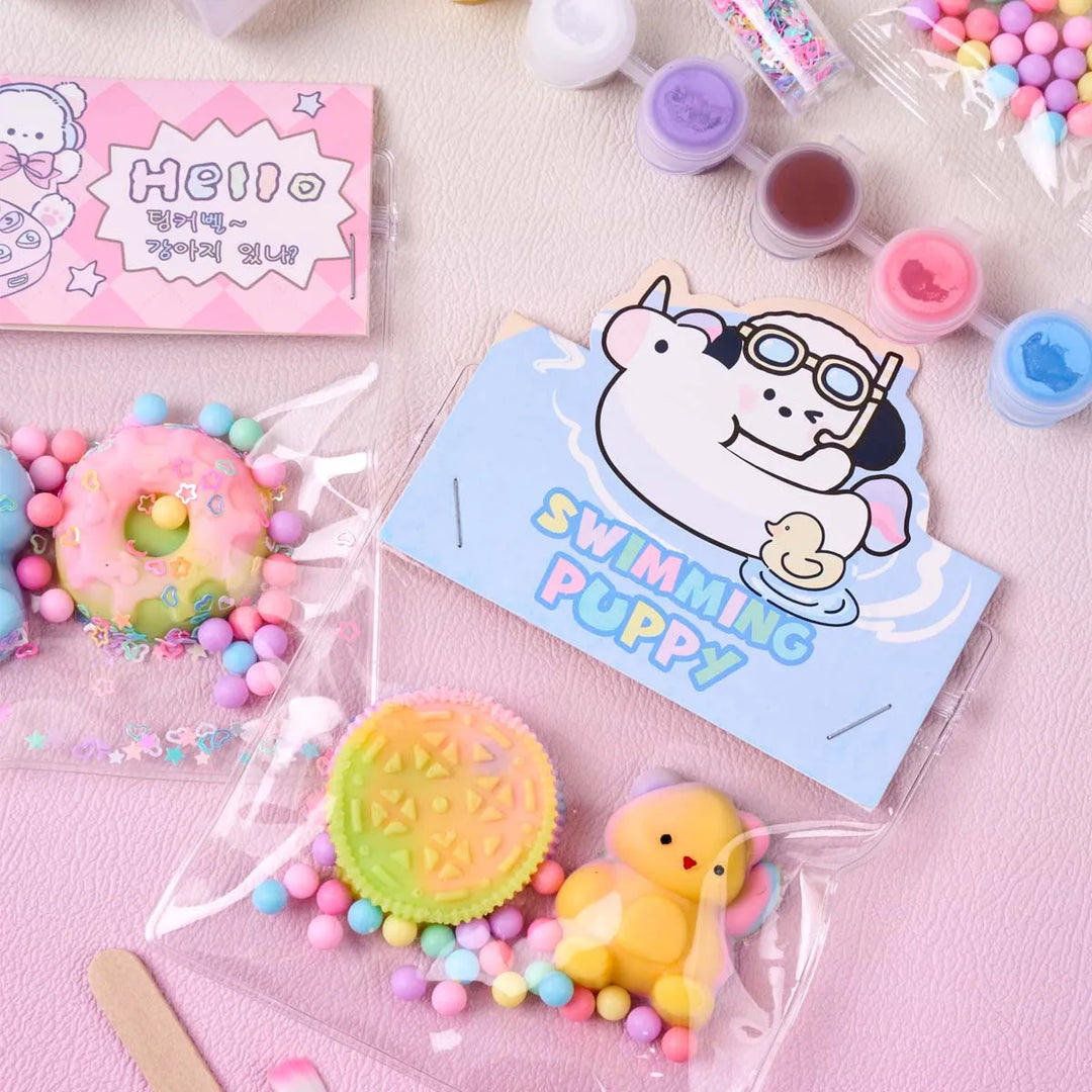 Taba Squishy Maker Kit Flex Rubber AB Set Cat Paw Bear Donut Silicone Mold Stress Relief Squishies Craft Making for Adult Beginn
