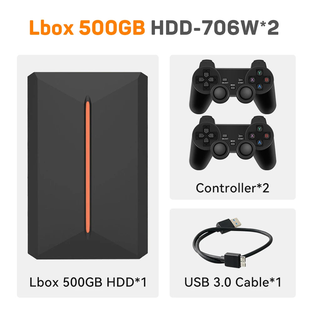 JMachen Launchbox 500G Gaming Hard Drive for PS4/PS3/PS2/Wii/WiiU/N64/DC 14 Emulators＆3760+Games for Windows PC/Laptop Play＆Play