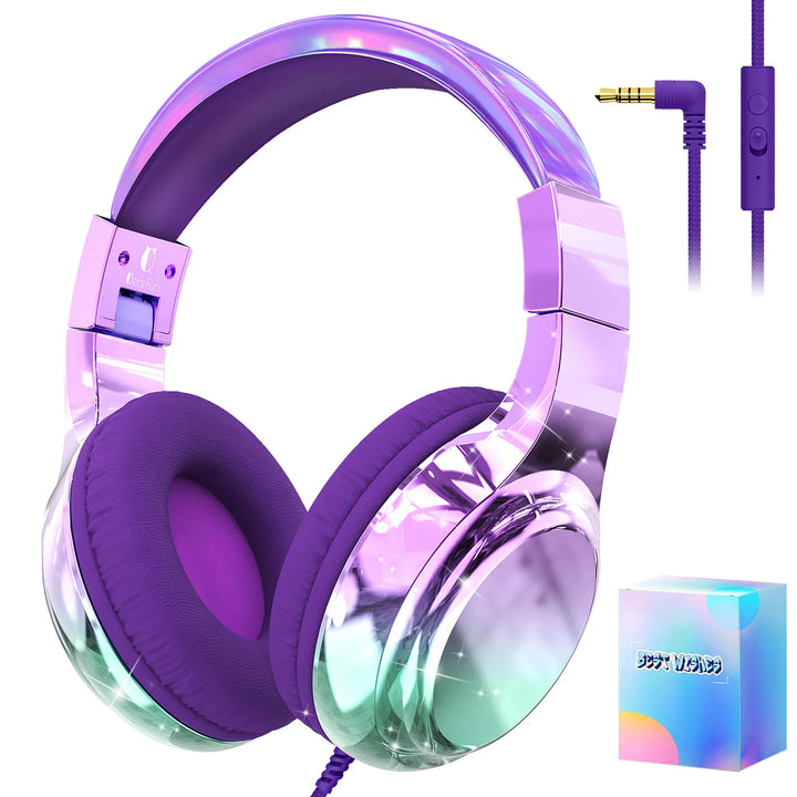 Kids Headphones Wired for School 85/94dB Volume Limiter Foldable Stereo
