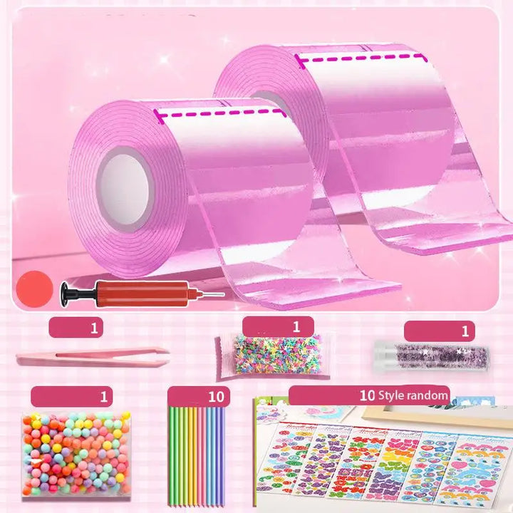 DIY Craft Pinch Toy Making Blowable Bubble Tape Set Non-Marking Double-Sided Adhesive Reusable Color High Sticky Nano Tape Kit