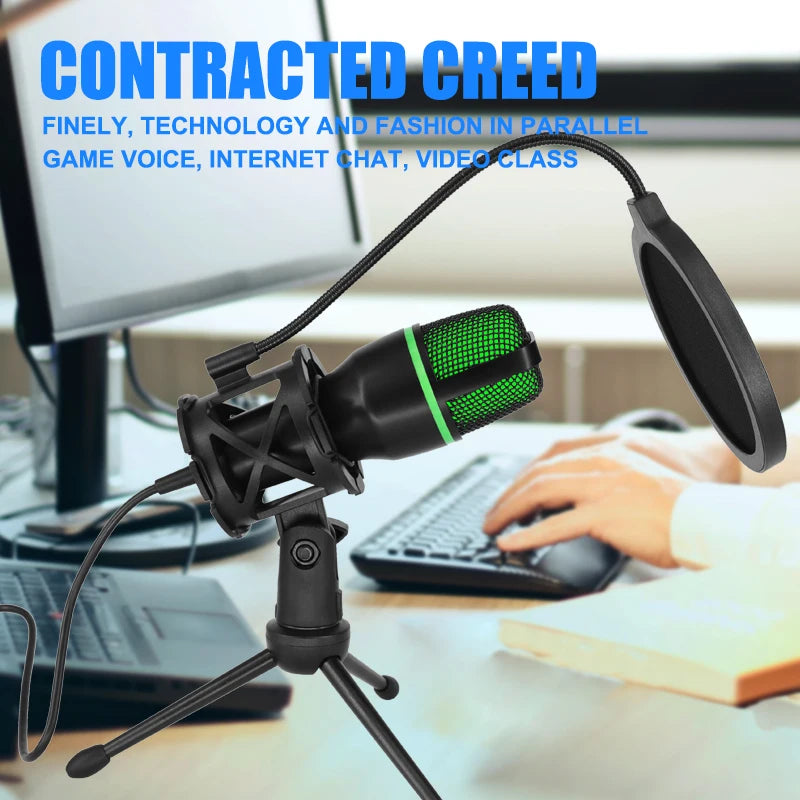 Professional USB Condenser Microphone For PC Laptop Streaming