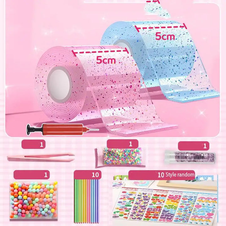 DIY Craft Pinch Toy Making Blowable Bubble Tape Set Non-Marking Double-Sided Adhesive Reusable Color High Sticky Nano Tape Kit