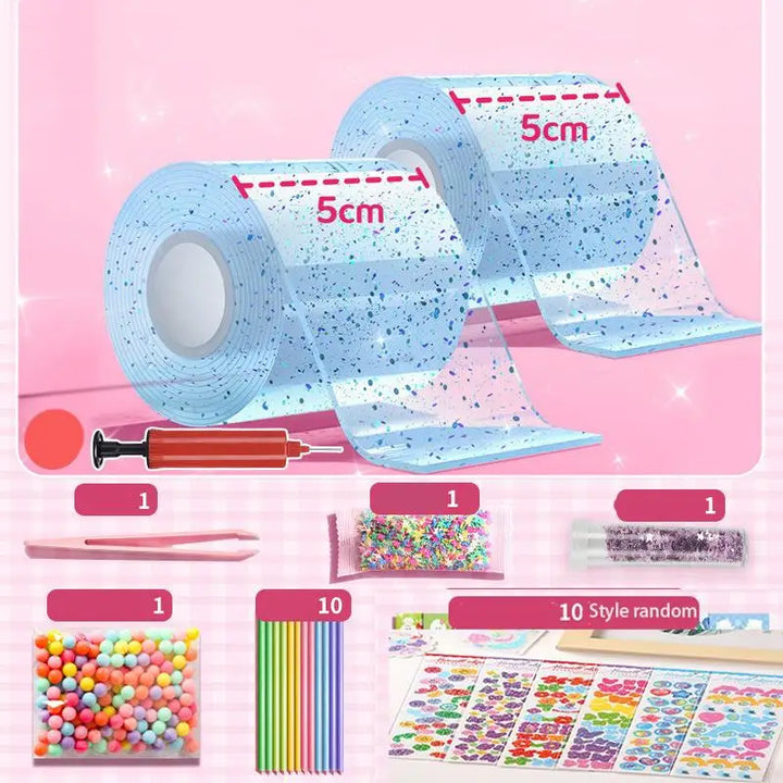 DIY Craft Pinch Toy Making Blowable Bubble Tape Set Non-Marking Double-Sided Adhesive Reusable Color High Sticky Nano Tape Kit