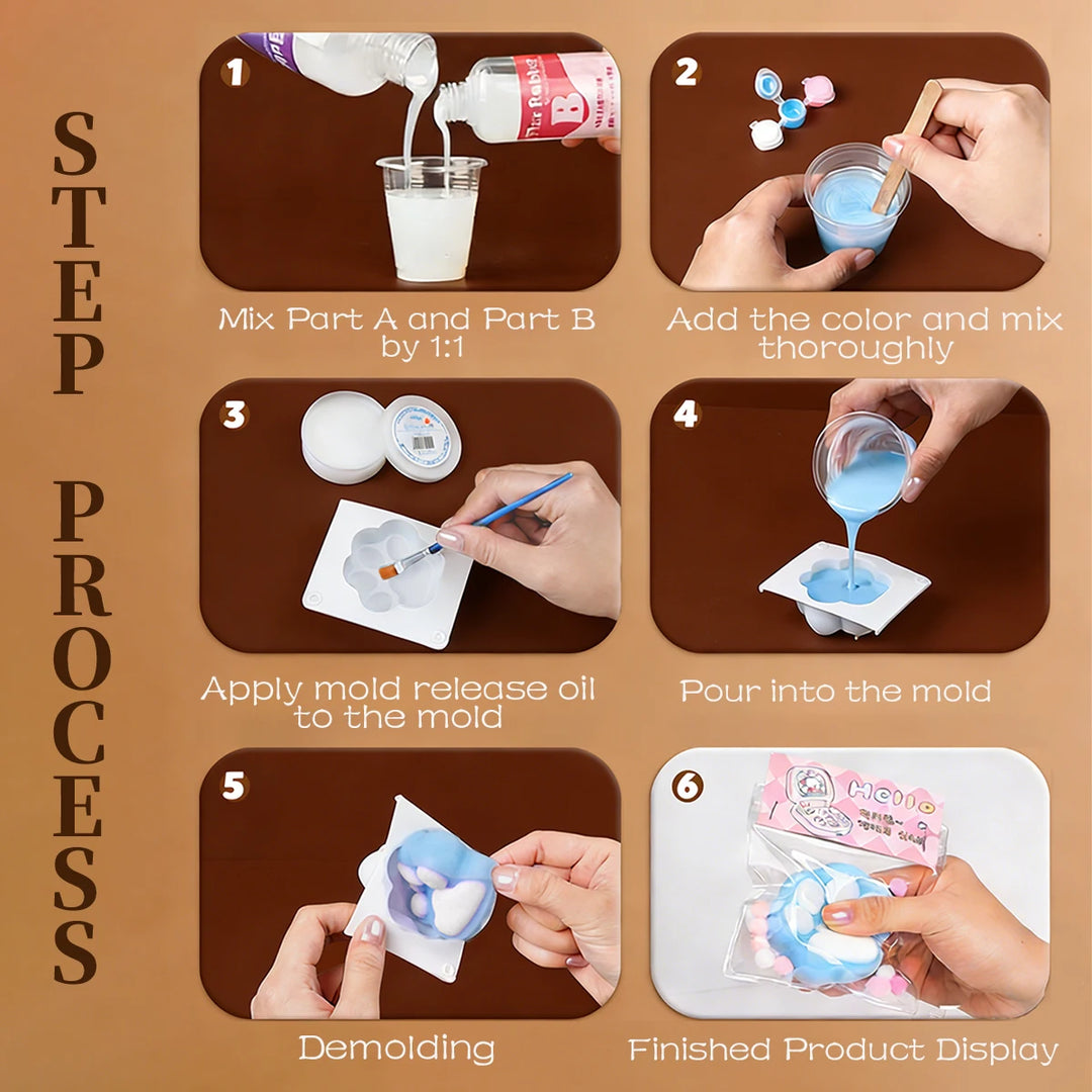 DIY Taba Squishy Kit Set Liquid Gel, Liquid Silicone Squishy Making Kit Perfect Kawaii Taba Squishy Cat Paw Cartoon Characters