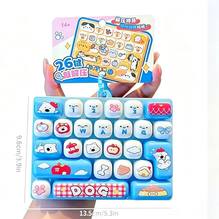 *Candy Color Keycap Keychain Cute Cartoon 26-key Aecompression Keyboard Toy Keyrings Fidgets Keycap Clicker Bag Pendant 키캡