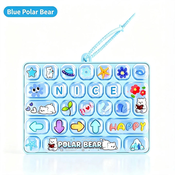 Popular 26 Key Fidget Keyboard Keychain Cartoon Cat Dog Bunny Pastel Candy Color Hand Press Stress Relief Clicker Bag Charm Gift