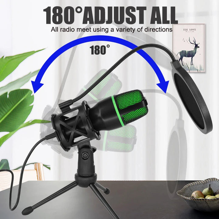 Professional USB Condenser Microphone For PC Laptop Streaming