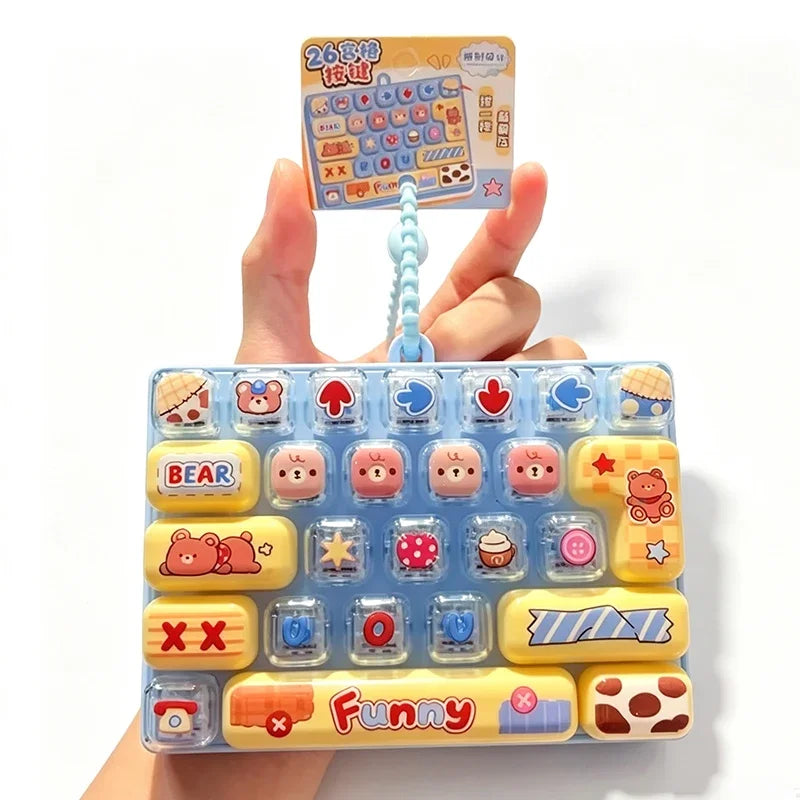 *Candy Color Keycap Keychain Cute Cartoon 26-key Aecompression Keyboard Toy Keyrings Fidgets Keycap Clicker Bag Pendant 키캡
