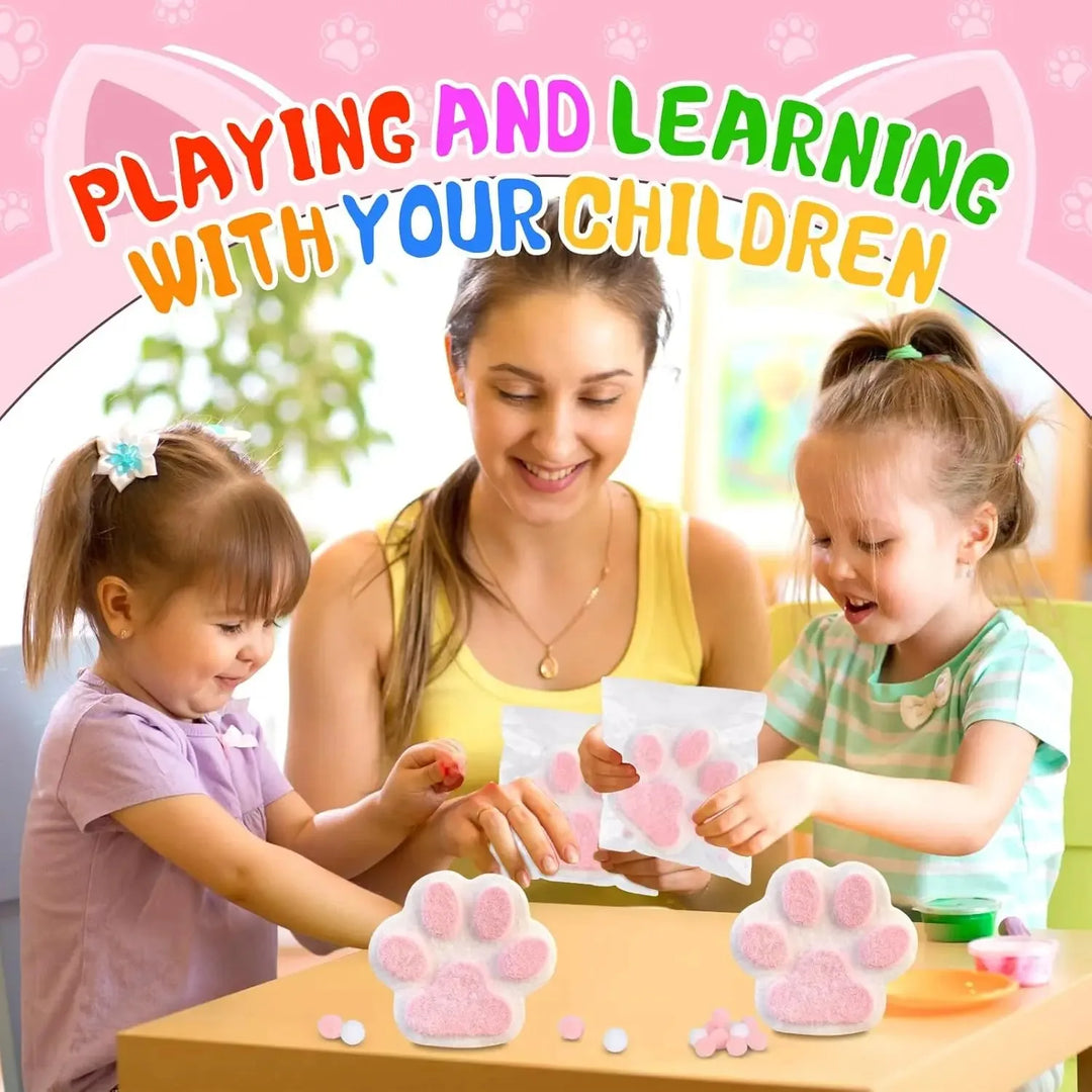 Liquid Silicone Cat Paw Rabbit Mold DIY Stress Relief Soft Slime Maker Kit for Kids Craft Creative Educational Toy AB Glue Set