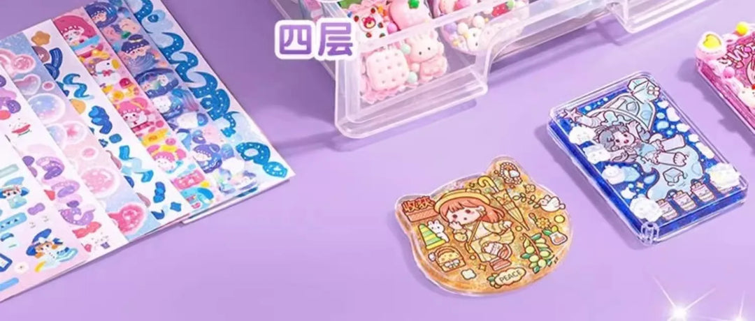 Cream Glue DIY Quicksand Goo Card Sticker Set Children and Girls Educational Toys Card Brick Goo Chuck Sticker Full Set