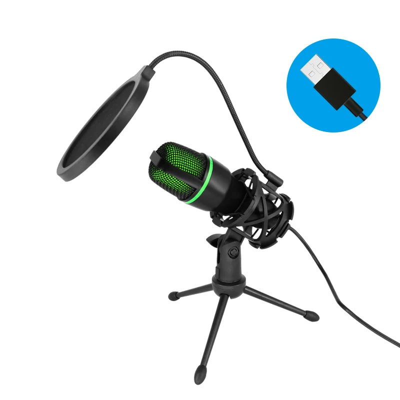 Professional USB Condenser Microphone For PC Laptop Streaming