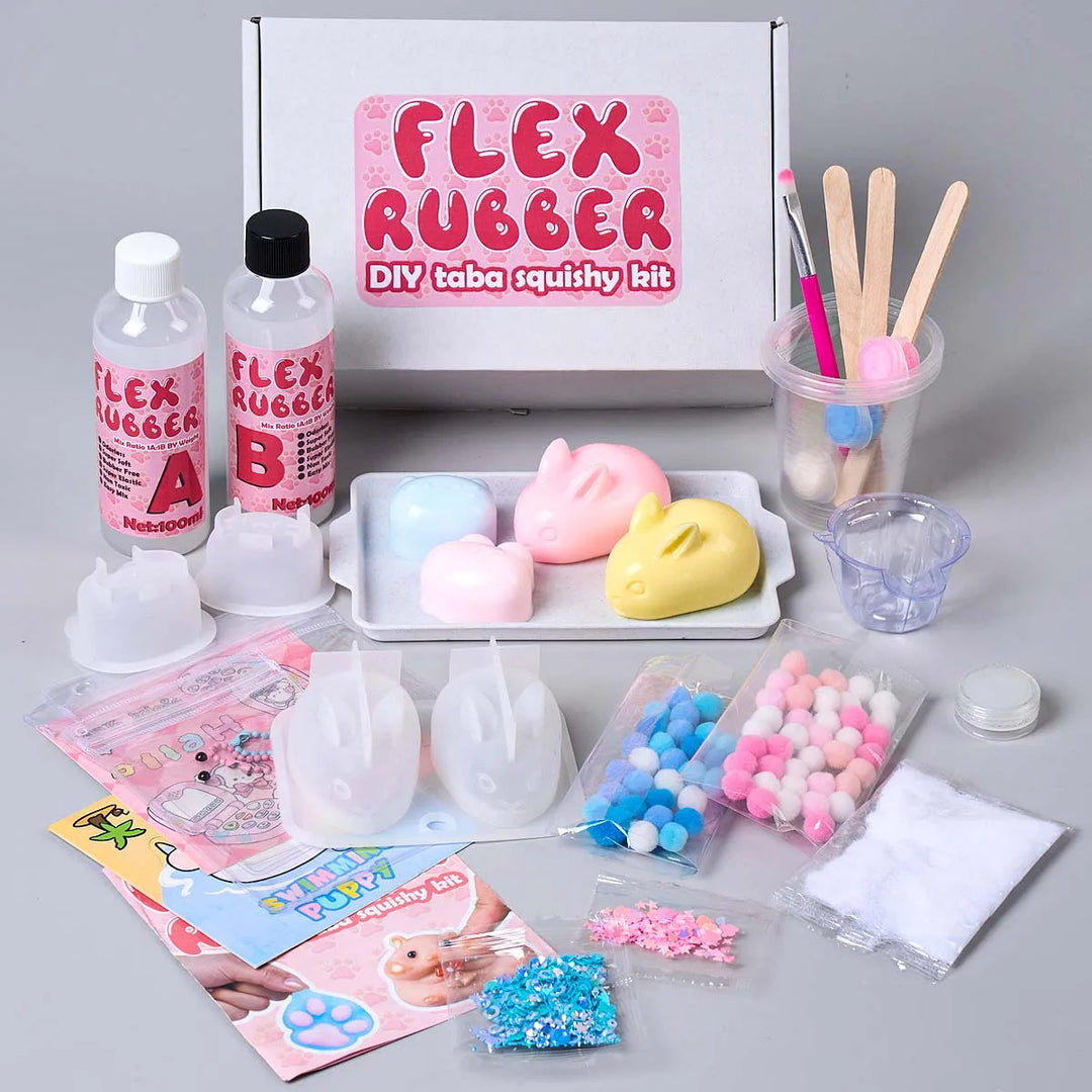 DIY Taba Squishy Kit Set Liquid Gel Liquid Silicone Squishy Making Kit Perfect Kawaii Cartoon Cat Rabbit Decompression Gifts