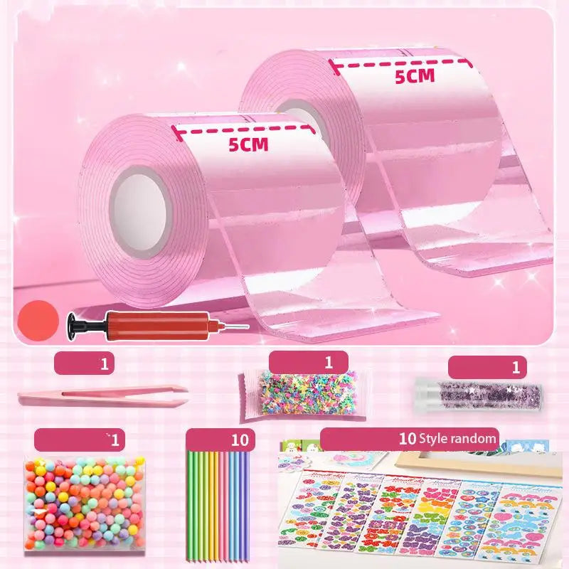 DIY Craft Pinch Toy Making Blowable Bubble Tape Set Non-Marking Double-Sided Adhesive Reusable Color High Sticky Nano Tape Kit