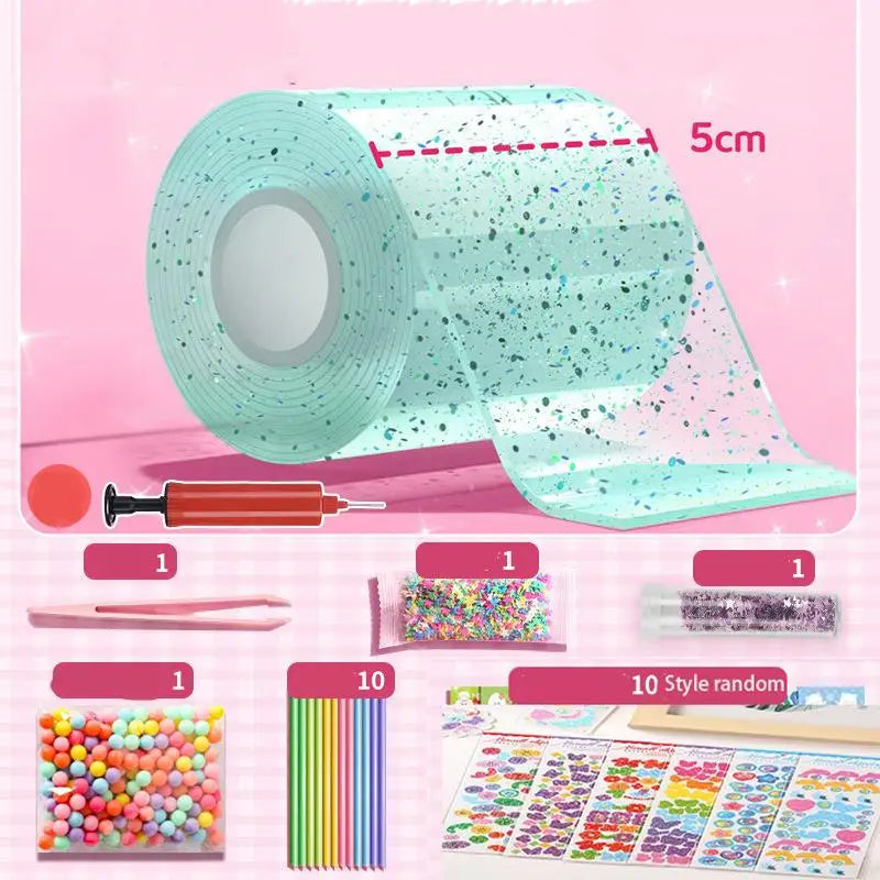 DIY Craft Pinch Toy Making Blowable Bubble Tape Set Non-Marking Double-Sided Adhesive Reusable Color High Sticky Nano Tape Kit