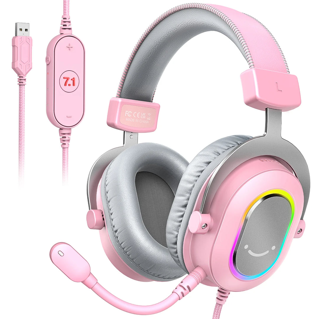 Fifine Dynamic RGB Gaming Headset with Mic Over-Ear Headphones