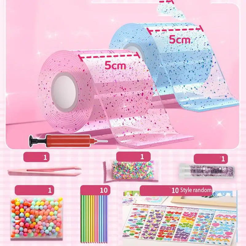 DIY Craft Pinch Toy Making Blowable Bubble Tape Set Non-Marking Double-Sided Adhesive Reusable Color High Sticky Nano Tape Kit