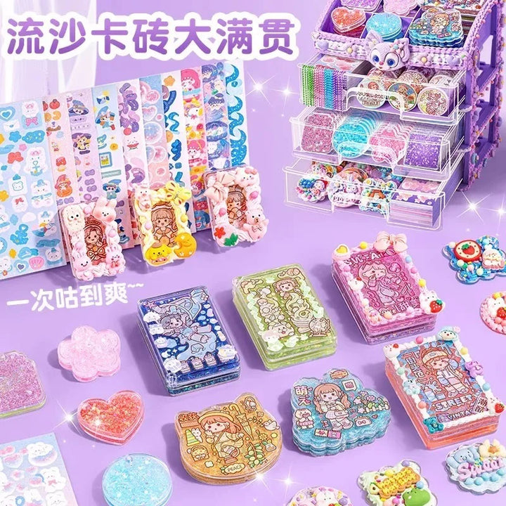 Cream Glue DIY Quicksand Goo Card Sticker Set Children and Girls Educational Toys Card Brick Goo Chuck Sticker Full Set