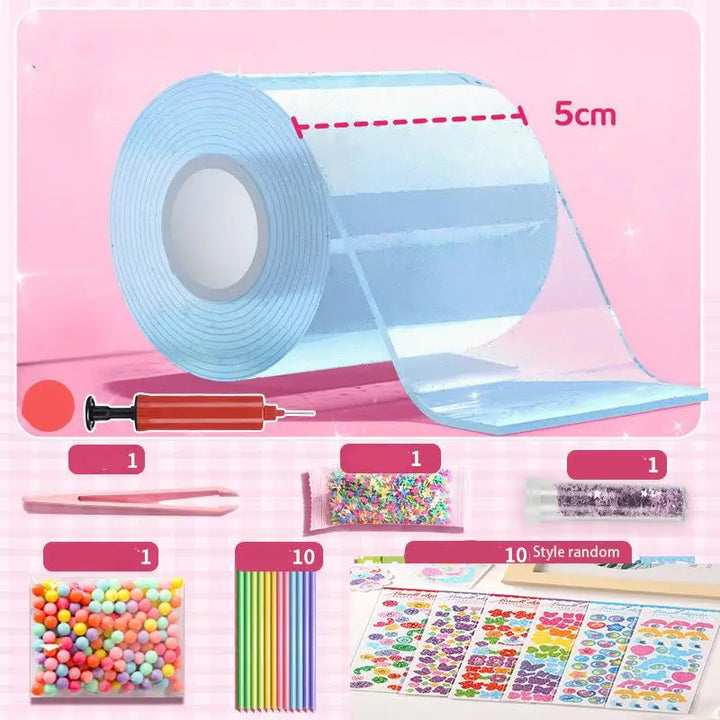 DIY Craft Pinch Toy Making Blowable Bubble Tape Set Non-Marking Double-Sided Adhesive Reusable Color High Sticky Nano Tape Kit