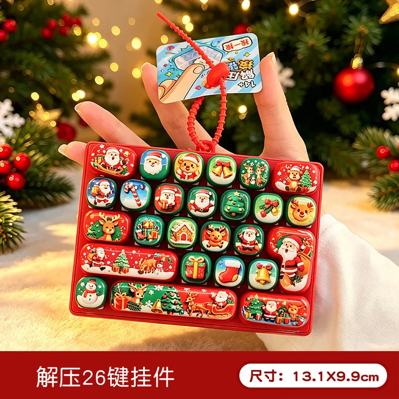 *Candy Color Keycap Keychain Cute Cartoon 26-key Aecompression Keyboard Toy Keyrings Fidgets Keycap Clicker Bag Pendant 키캡