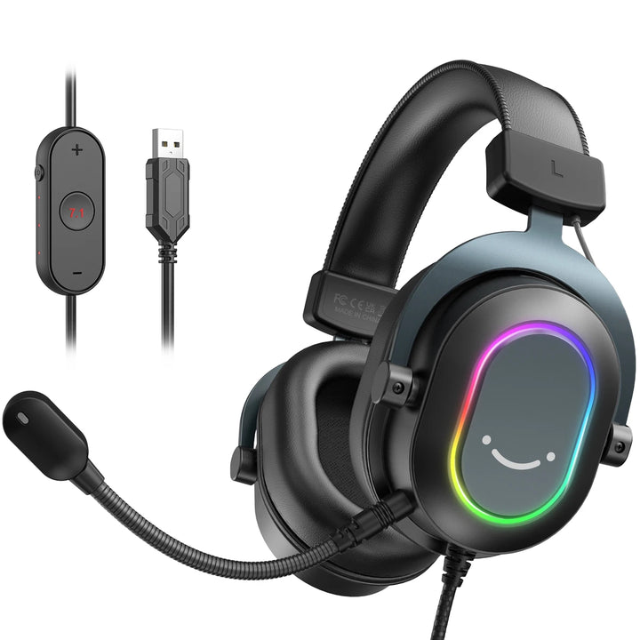 Fifine Dynamic RGB Gaming Headset with Mic Over-Ear Headphones