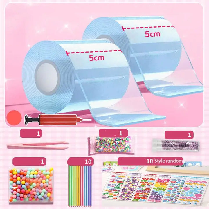 DIY Craft Pinch Toy Making Blowable Bubble Tape Set Non-Marking Double-Sided Adhesive Reusable Color High Sticky Nano Tape Kit