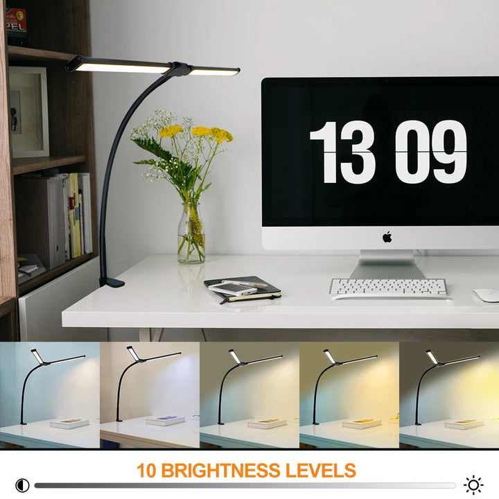 Eye-care LED Clip Metal Desk Lamp 3 Colors Adjustable